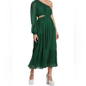 Elegant Green One-Shoulder Dress